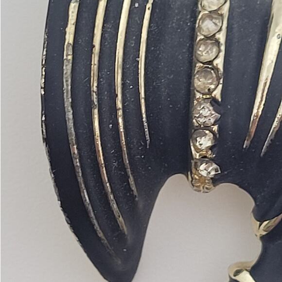 Vintage Luxe Blackamoor Queen Brooch Retro Statement Enamel Rhinestone Pin - Picture 6 of 8